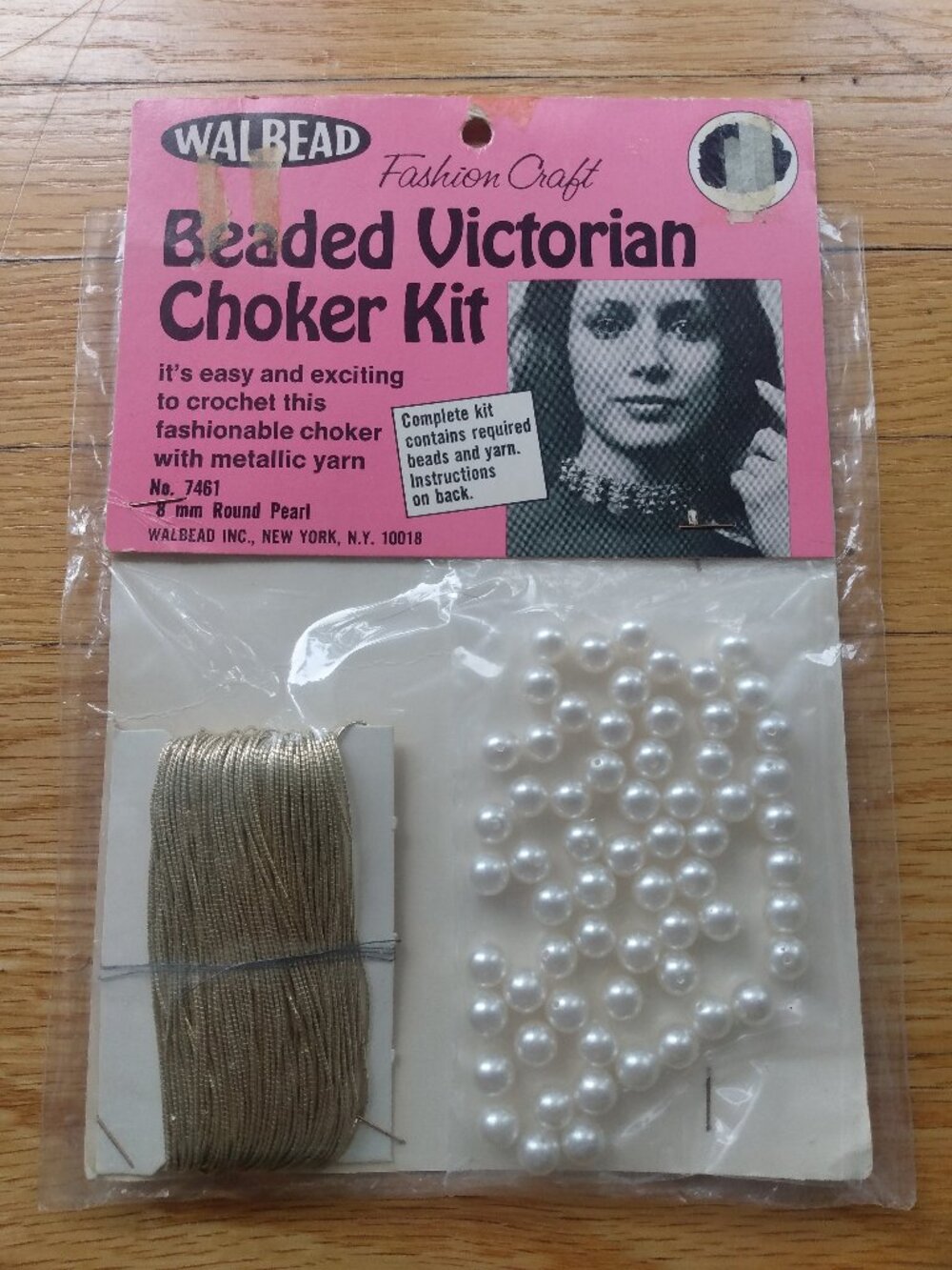 Vintage 70s Beaded Victorian Choker Kit Crochet Necklace Retro Craft DIY